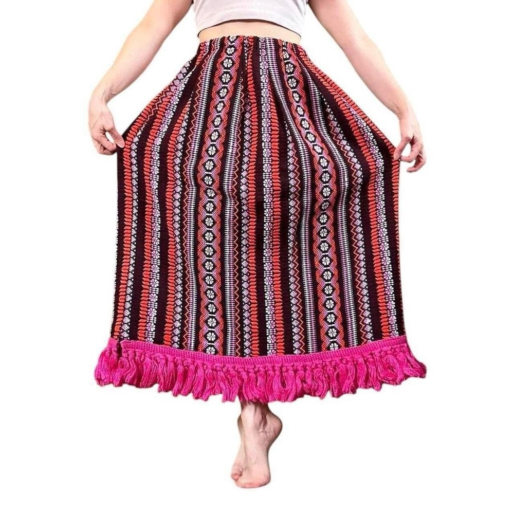 Pink and Red Patterned Women's Skirt